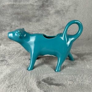 General Store By Gibson Teal Cow Creamer Pitcher Retro Kitsch Anthropomorphic